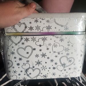 White and Silver Heart Patterned Women's Bag